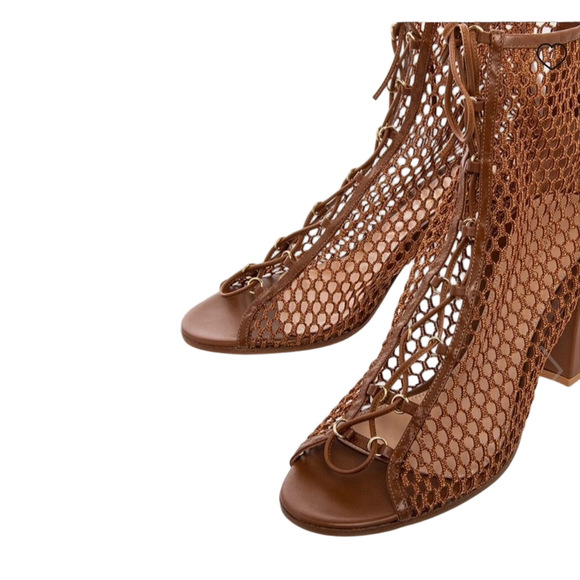 Gianvito Rossi Tan Lace-Up Heeled Gladiator Heels - 10 - Picture 6 of 13